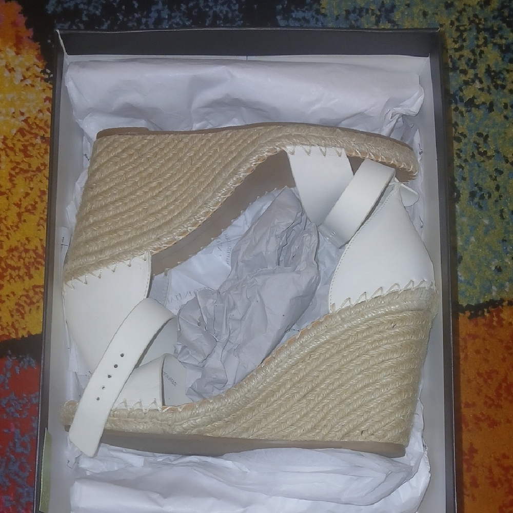 Dolce Vita NOOR White Espadrille Wedge Sandals